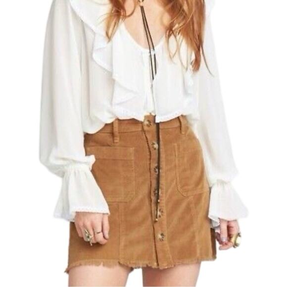 Show Me Your Mumu Sedona Mini Skirt Stretch Corduroy Hazelnut size M  $128 - Picture 6 of 17
